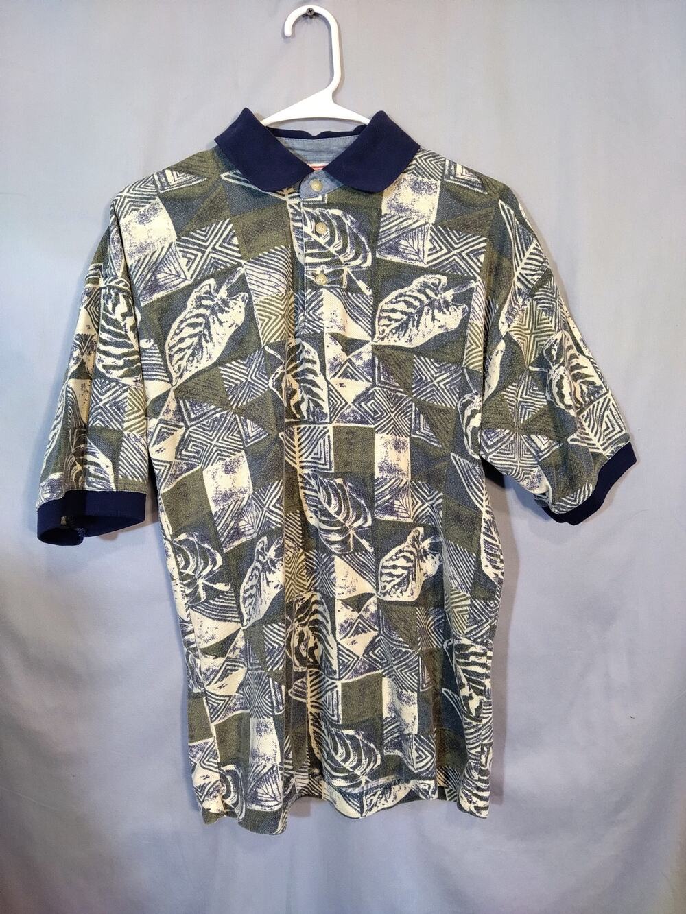 Vintage Bugle Boy Tropical Print Polo Shirt